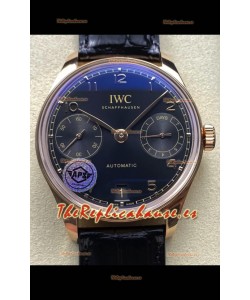 IWC Super Clone Portugieser Reloj Réplica Suizo Espejo 1:1 Oro Rosado en Dial Negro 