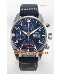 IWC Super Clone Pilot Cronógrafo Edition Dial Azul Leather Reloj Réplica Suizo