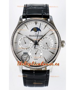 Jaeger LeCoultre Super Clone Master Ultra Thin Calendario Perpetuo Dial Blanco Diamonds Watch