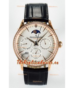 Jaeger LeCoultre Super Clone Master Ultra-Thin Calendario Perpetuo Dial Blanco Bisel Diamantes