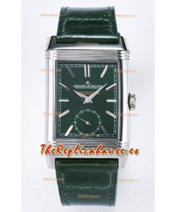 Jaeger-LeCoultre Reverso Super Clone DuoFace Verde/Blanco Reloj Réplica Acero