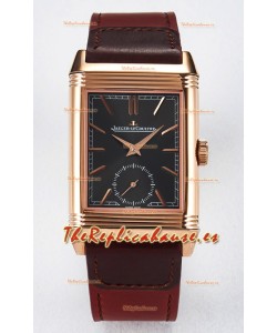 Jaeger-LeCoultre Reverso Super Clone DuoFace Verde/Blanco Reloj Réplica Oro Rosado