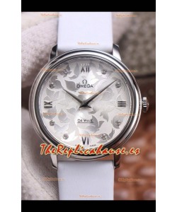 Omega De Ville Floral Dial Movimiento de Cuarzo Suizo en Caja Acero 