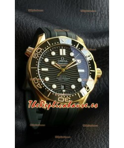 Omega Seamaster Super Clone 300M Master Chronometer Dial Oro Rosado Reloj Verde