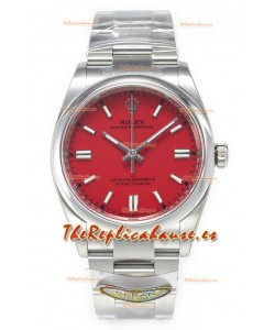 Rolex Oyster Perpetual Super Clone REF#126000 36MM Movimiento Suizo Réplica Suiza Dial Rojo Réplica Suiza