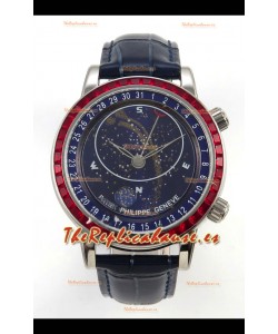 Patek Philippe Grand Complications 6102 Dial Azul Diamantes Rojos Reloj Réplica Suizo