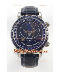 Patek Philippe Grand Complications 6102 Dial Azul Diamantes Azules Reloj Réplica Suizo