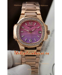 Patek Philippe 7010G Reloj Réplica Cuarto Suizo Gradient Purple y Dial Rosado