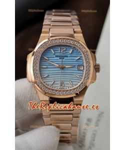Patek Philippe 7010G Reloj Réplica Cuarto Suizo Gradient Blue y Dial Blanco