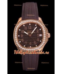 Patek Philippe Super Clone Aquanaut Reloj Dial Marrón Oro Rosado 38.5MM