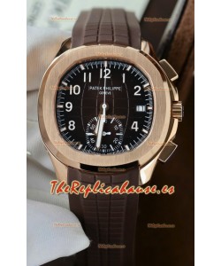 Patek Philippe Aquanaut Super Clone 5968 Cronógrafo Caja Oro Rosado Dial Marrón Watch 