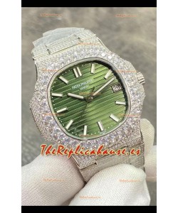 Patek Philippe Super Clone Nautilus 5711/1A-014 Pavimentado en Diamantes Edition Dial Verde