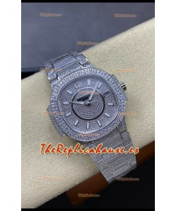 Patek Philippe Nautilus 7010 Pavimentado en Diamantes Acero Inoxidable 32MM Réplica Espejo 1:1 - Diamantes Genuinos