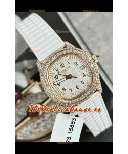 Patek Philippe Superclone Aquanaut 5069R Reloj Pavimentado en Moissanitas en Caja Oro Rosado