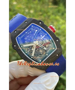 Richard Mille Super Clone RM67-02 Sebastien Ogier Negro Carbon TPT 37 Gramos Reloj Correa Azul