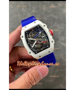 Richard Mille Super Clone RM67-02 Alexis Pinturault Blanco Quartz TPT 37 Gramos Reloj Correa Azul
