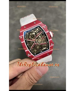 Richard Mille Super Clone RM67-02 Mutaz Barshim Rojo Carbon TPT 37 Gramos Reloj Correa Blanca