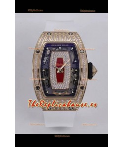 Richard Mille Super Clone RM07-01 Pavimentado en Diamantes 904L Caja Oro Rosado Automatic Reloj Réplica