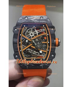Richard Mille Super Clone RM67-02 Negro Carbon TPT 37 Gramos Reloj Correa Naranja