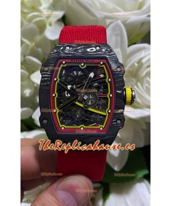 Richard Mille Super Clone RM67-02 Alexander Zverev Negro Carbon TPT 37 Gramos Reloj Correa Roja