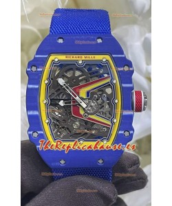 Richard Mille Super Clone RM67-02 Fernando Alonso Azul Carbon TPT 37 Gramos Reloj Correa Azul