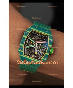 Richard Mille Super Clone RM67-02 Wayde Van Niekerk Verde Carbon TPT 37 Gramos Reloj Correa Verde