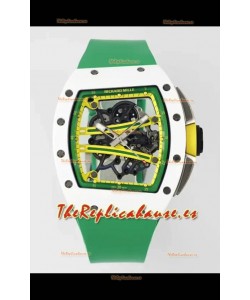 Richard Mille Super Clone RM61-01 Blanco Ceramic Correa Verde Reloj Réplica Suizo