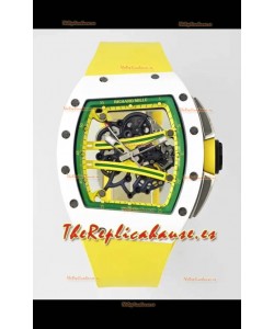 Richard Mille Super Clone RM61-01 Cerámica Blanca Correa Amarilla Reloj Réplica Suizo