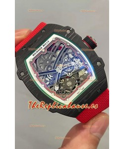 Richard Mille Super Clone RM67-02 Negro Carbon TPT 37 Gramos Reloj Correa Roja