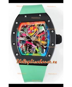 Richard Mille Super Clone RM68-01 Negro Caja Cerámica Correa Verde Tourbillon Réplica Suiza