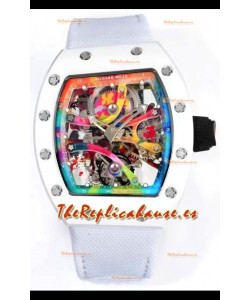 Richard Mille Super Clone RM68-01 Blanco Caja Cerámica Correa Nylon Tourbillon Réplica Suiza