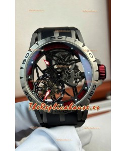 Roger Dubuis Super Clone Excalibur Spider Flying Tourbillon Skeleton Caja Titanio 45MM