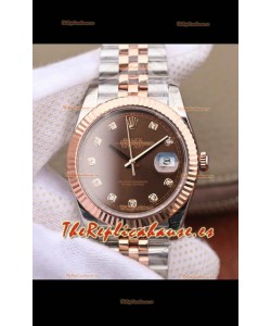 Rolex Datejust 41MM Movimiento Cal.3135 Reloj Réplica Suizo en Acero 904L de Dos Tonos Dial Marrón
