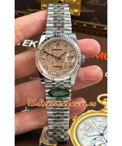 Rolex Datejust Super Clone Ca.3235, Dial Rosa Computadora, Caja de Acero, 36MM