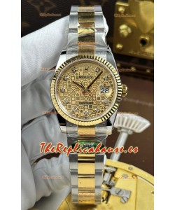 Rolex Datejust Super Clone Cal.3235, Dial Marrón Computarizado, Caja Dos Tonos Oro Amarillo, 36 mm