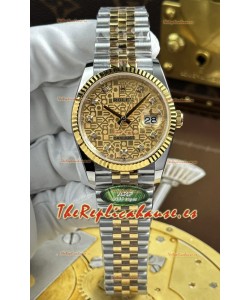 Rolex Datejust Super Clone Cal.3235, Dial Marrón Computarizado, Caja Dos Tonos Oro Amarillo, 36 mm