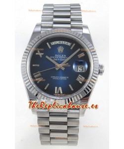 Rolex Day Date Super Clone Dial Azul Romanos 40MM 220 Gramos Reloj Réplica Suizo