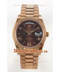 Rolex Day Date Super Clone Dial Marrón 40MM 220 Gramos Reloj Réplica Suizo