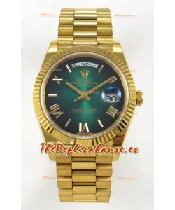 Rolex Day Date Super Clone Dial Verde Ombre 40MM 220 Gramos Reloj Réplica Suizo