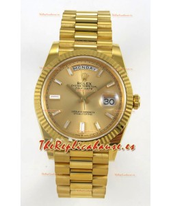 Rolex Day Date Super Clone Dial Dorado 40MM 220 Gramos Reloj Réplica Suizo