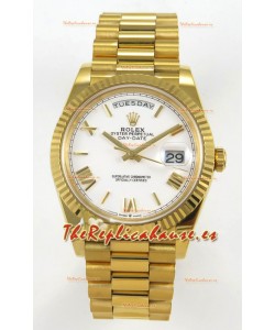 Rolex Day Date Super Clone Dial Blanco 40MM 220 Gramos Reloj Réplica Suizo