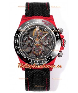 Rolex Daytona Blaken Red Carbon Reloj Réplica Suizo Espejo 1:1 Dial Skeleton Movimiento Cal.4130
