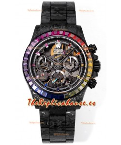 Rolex Daytona Blaken Carbono Negro Reloj Réplica Suizo Espejo 1:1 Dial Skeleton Movimiento Cal.4130
