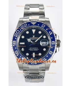 Rolex GMT Masters II Super Clone 126716 "Blaken" Reloj de Acero 904L con Dial Azul