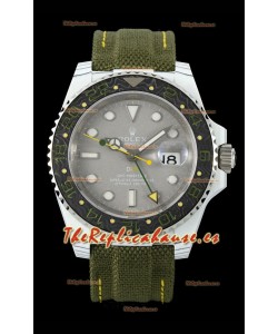 Rolex GMT Masters DiW White Caja de Carbono Reloj Réplica SuizoVerdant Gray Dial 