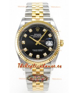 Rolex Super Clone Datejust ETA 3235 Movement 36MM Reloj Suizo Dos Tonos Amarillo Dial Negro