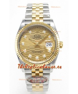Rolex Super Clone Datejust ETA 3235 Movement 36MM Reloj Suizo Dos Tonos Oro Amarillo Dial Estriado