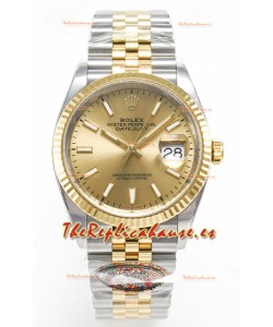 Rolex Super Clone Datejust ETA 3235 Movement 36MM Reloj Suizo Dos Tonos Oro Amarillo Dial Oro