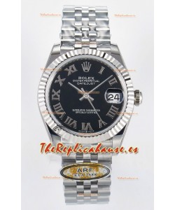 Rolex Super Clone Datejust ETA 2688 Movement 31MM Reloj Acero Inoxidable Dial Negro Romanos