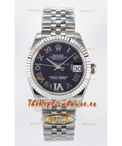 Rolex Super Clone Datejust ETA 2688 Movement 31MM Reloj Acero Inoxidable Morado Dial Romanos